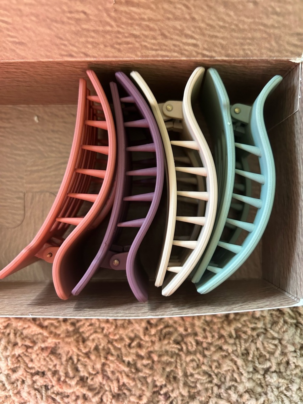 Pastel Curved Hair Claw Clips - Set of 4